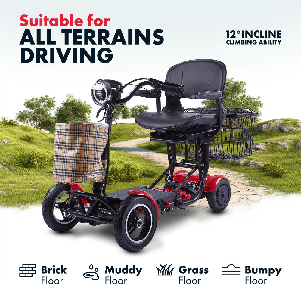 Rubicon FX03 – All Terrain, Foldable, 4-Wheel Mobility Scooter with Basket for Seniors & Disabled Adults | Lightweight, 3-Speed, 25-Mile Range - Image 5