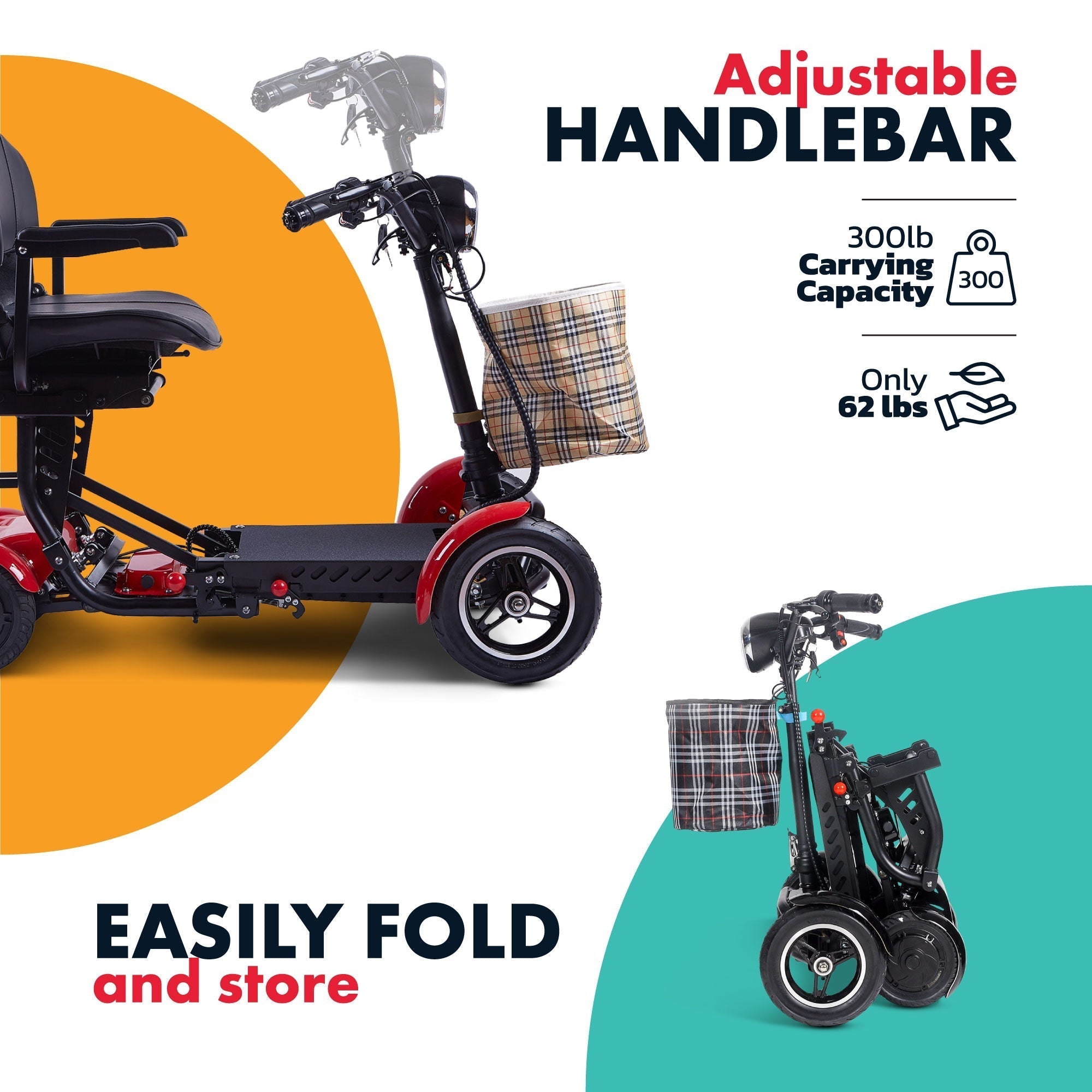 Rubicon FX03 – All Terrain, Foldable, 4-Wheel Mobility Scooter with Basket for Seniors & Disabled Adults | Lightweight, 3-Speed, 25-Mile Range - Image 6